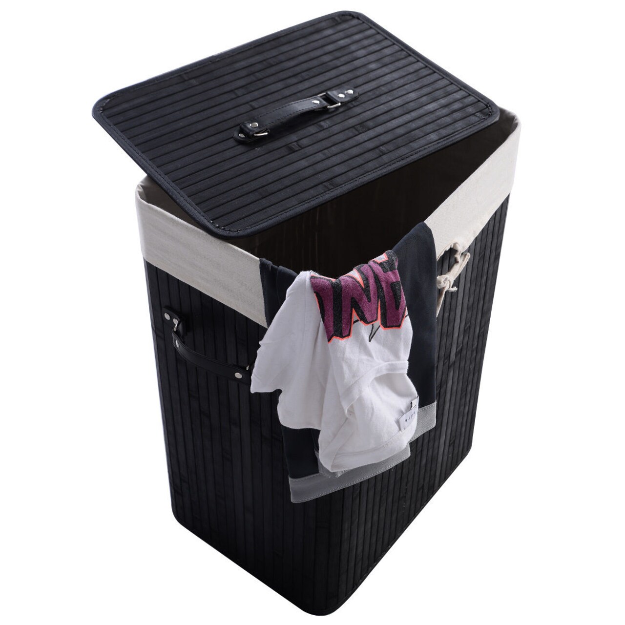 72L Wicker Laundry Hamper with Removable Cotton Bag and Lid and Large Clothes Storage Basket